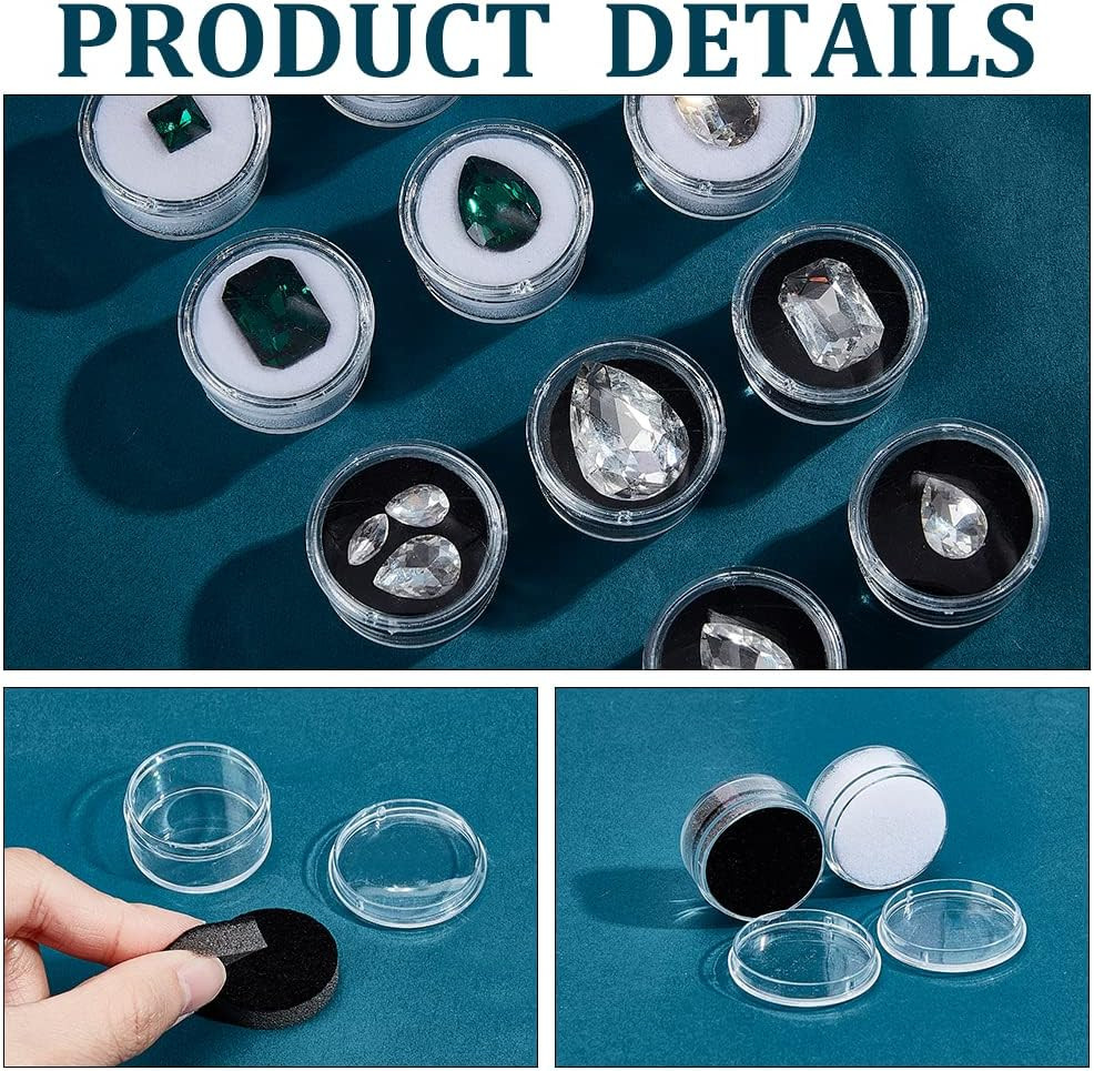CHGCRAFT 20Pcs 2 Colors Mini round Stone Box Small Loose Diamond Gemstone Displa