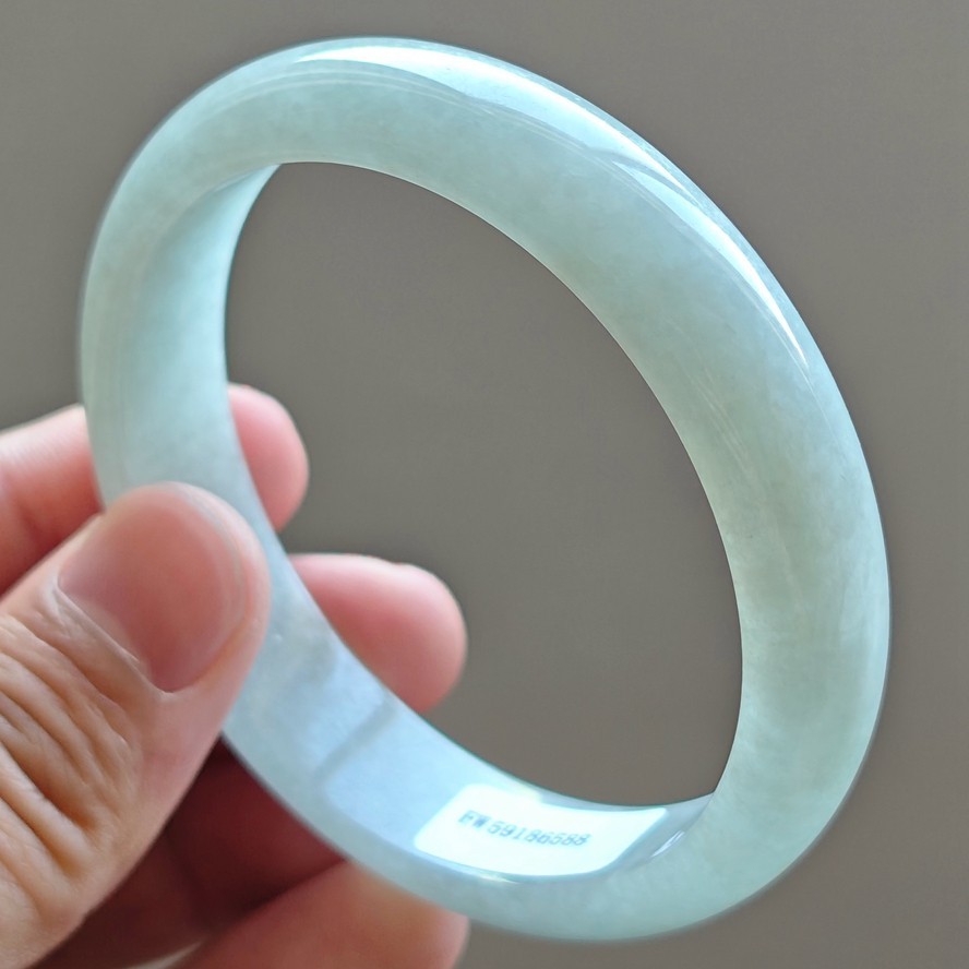 61mm Natural White Jadeite Jade Bracelets Burma Jade Bracelet Bangle 3424