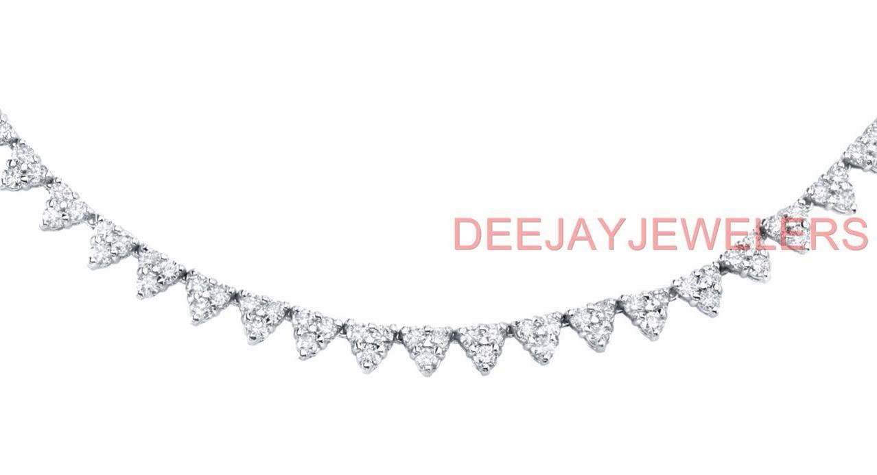15ct Diamond Tennis Necklace VS Fancy Cluster 14k White Gold USA Made