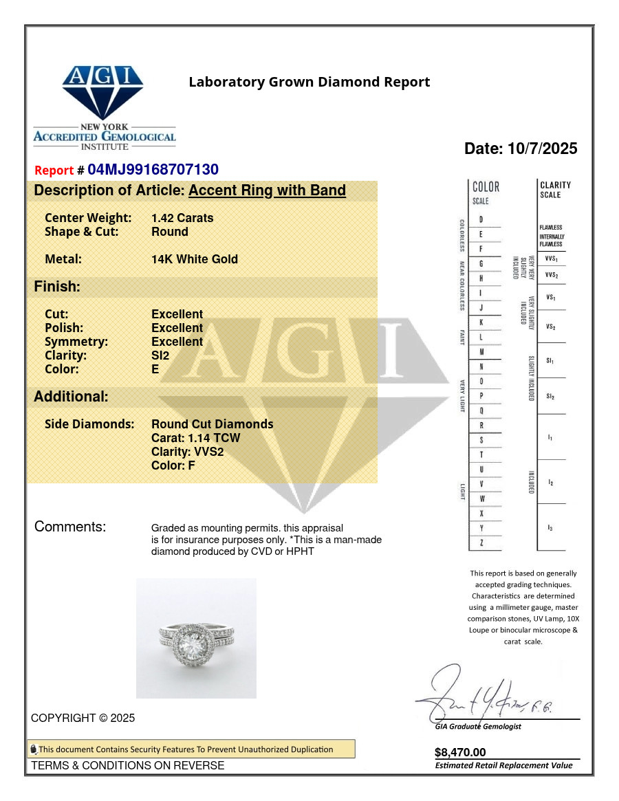 Engagement Ring Set Under Halo 14K Gold 2.56 Carat Round Lab-Grown Diamond E SI2
