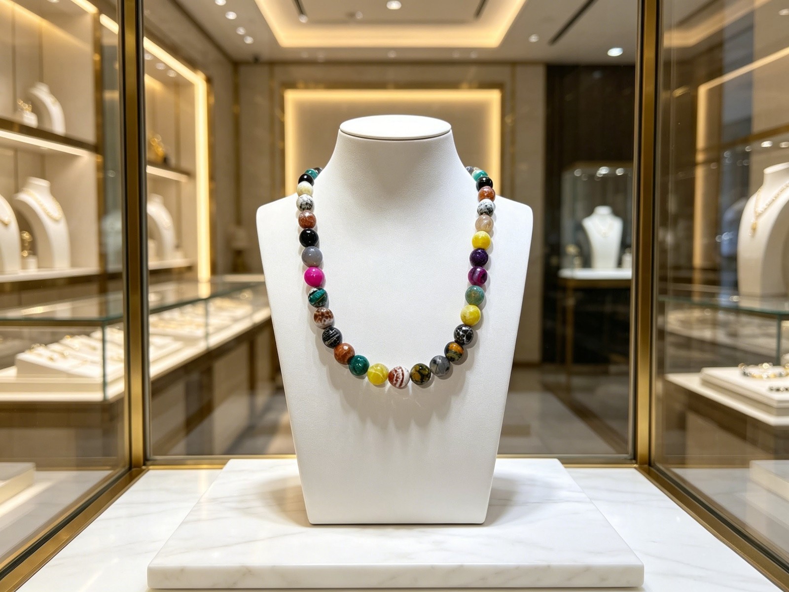 Beautiful necklace gemstone agate 16 mm unique, color