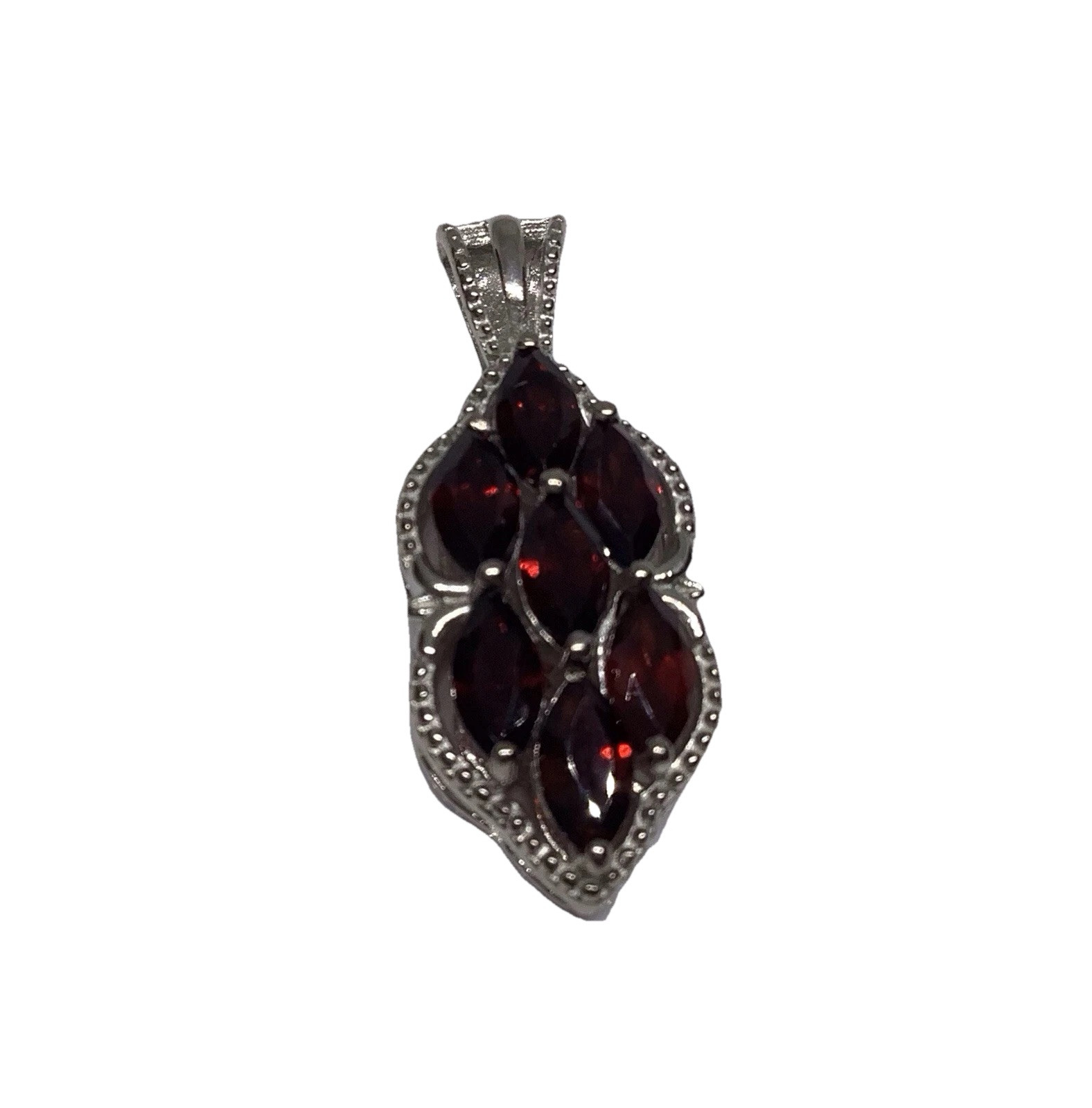 Mozambique Garnet, Platinum / Pure Brass Pendant