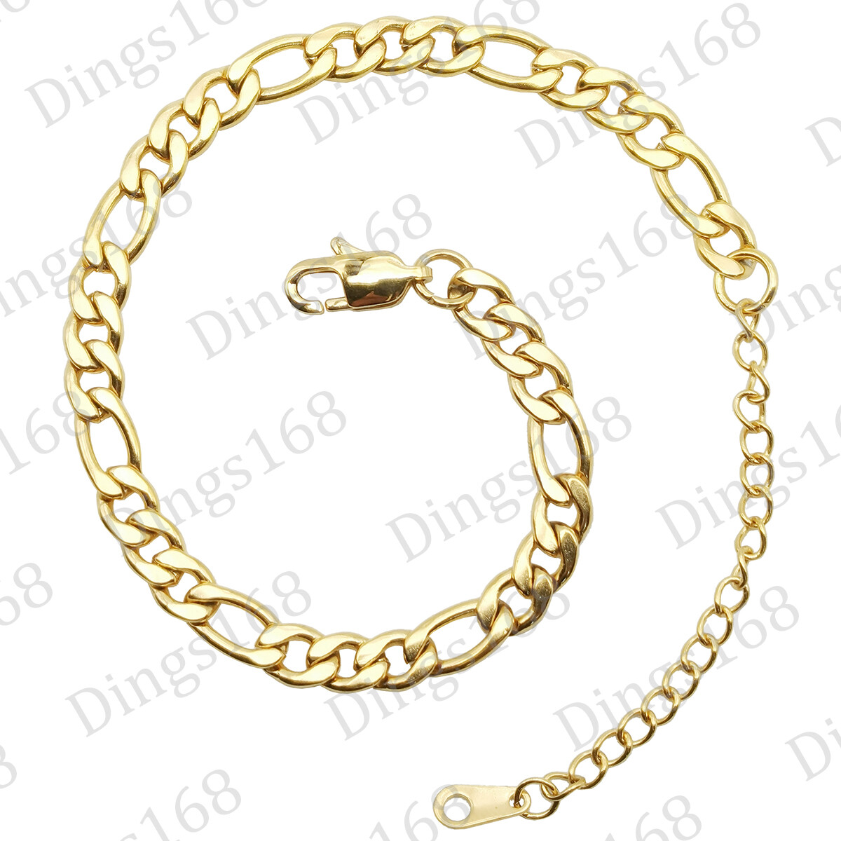 Designer Inspired 18K Yellow Gold Filled Figaro Chain Bracelet 7″/9″ adjustable