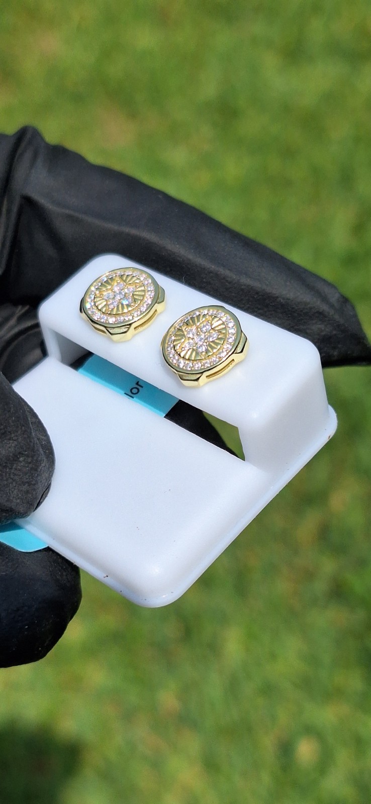 Real Moissanite Stud Earrings 925 Sterling Silver Iced Out Cluster Screwback Men