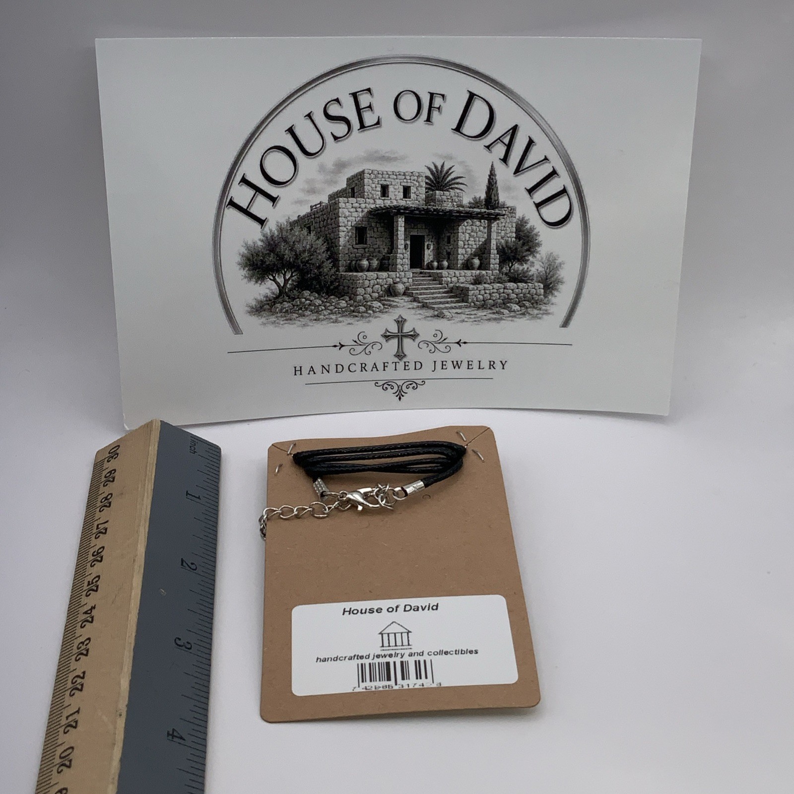 House Of David Handmade Cross Necklace Black Silver