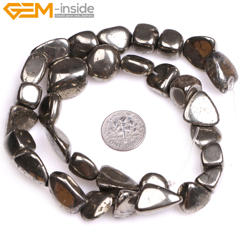Natural Coin Freeform Pyrite Beads Gemstone Oval Beads For Jewelry Making 15″