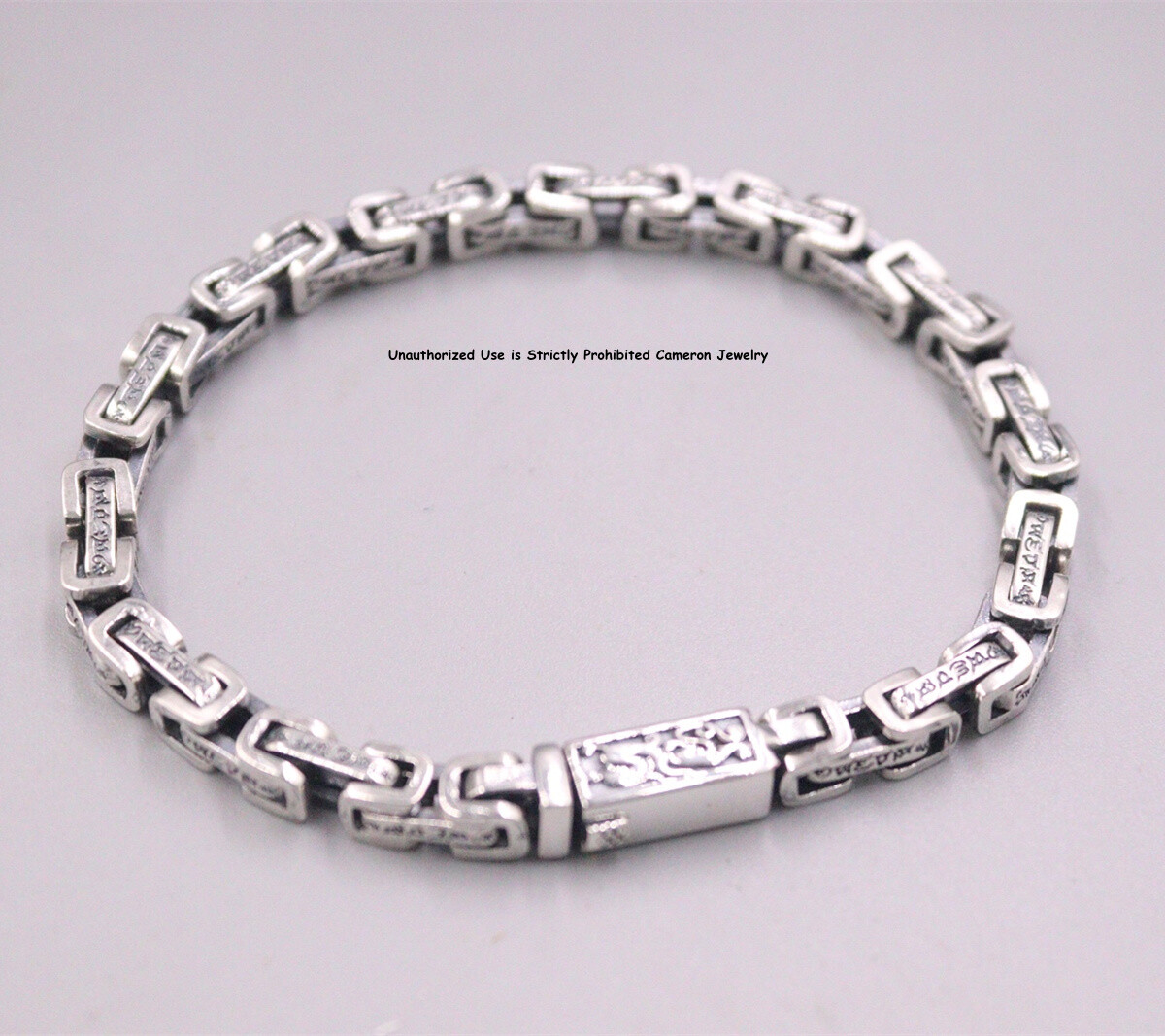 Pure S925 Sterling Silver Chain 5mm Byzantine Link Bracelet 25-26g 7.9inch