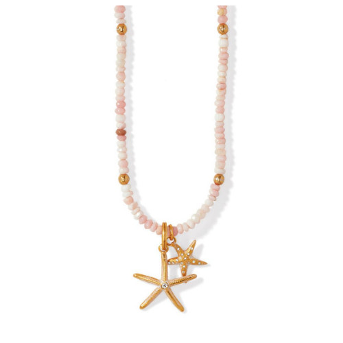 Brighton Paradise Cove Pink Opal Shell Star Fish Pendant Necklace NWT $160