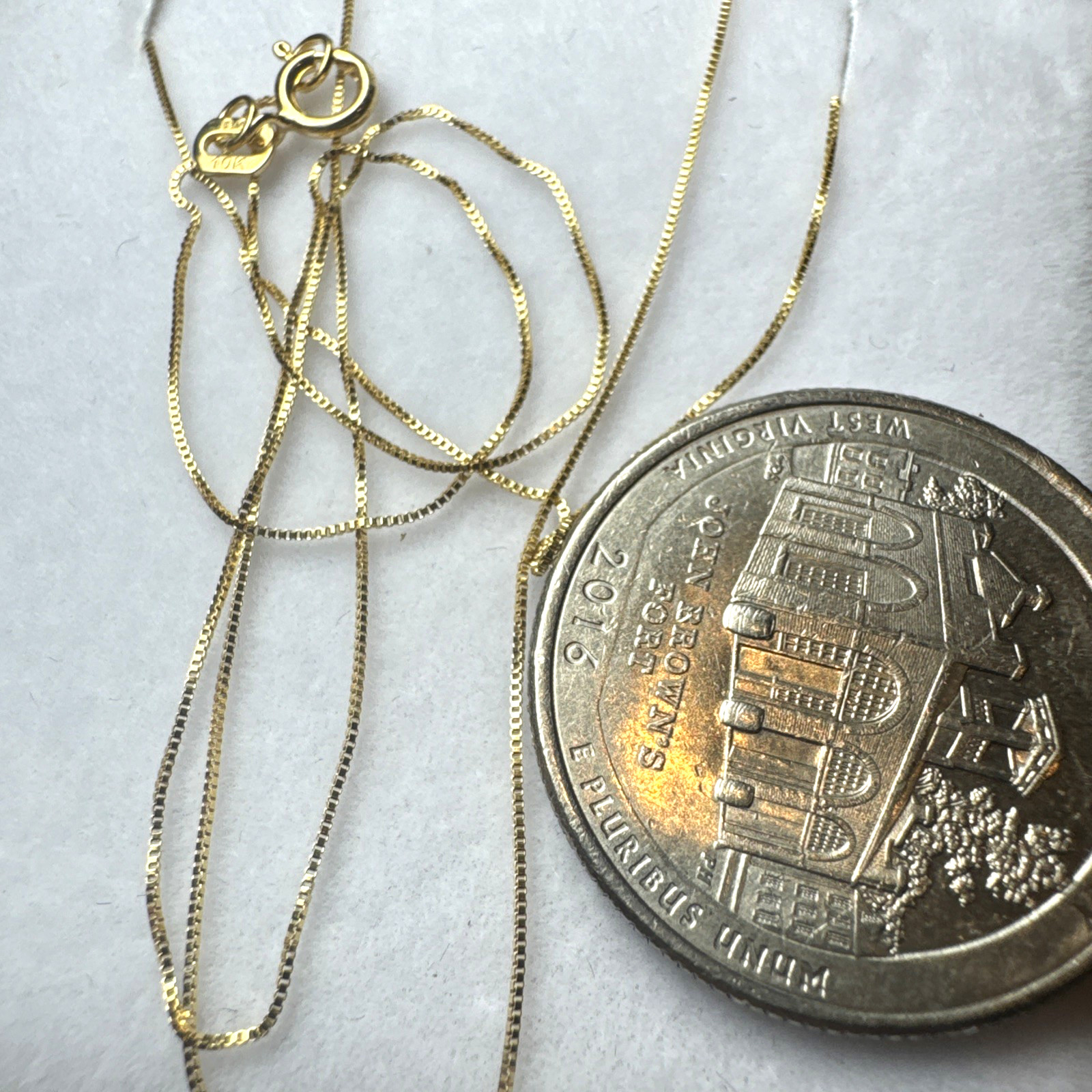 10K Real Yellow Gold Box Chain Necklace 0.45mm 16 18 20 Inch Made in Italy New