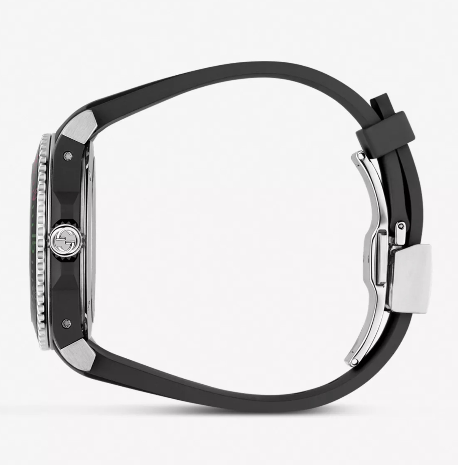 Gucci Dive King Snake Black Dial Rubber Strap Watch YA136323
