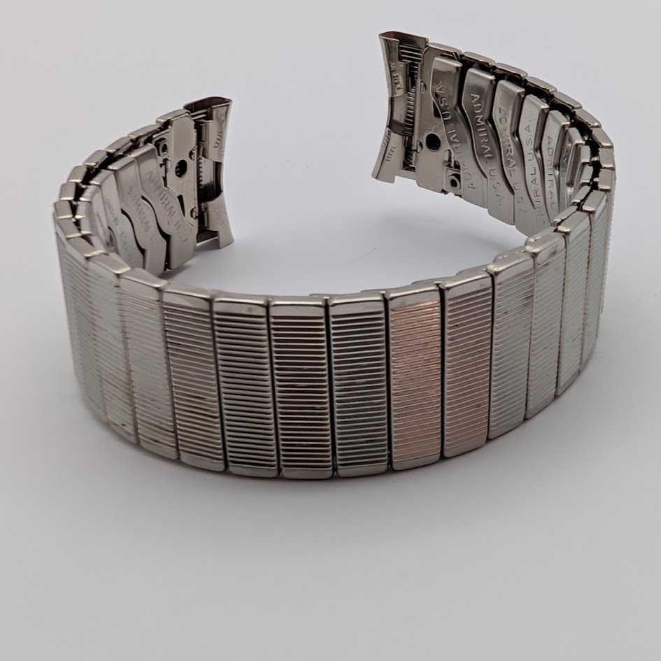 NOS Vintage 1970s Stainless Steel Stretch Watch Band Curved Ends 17.4mm USA
