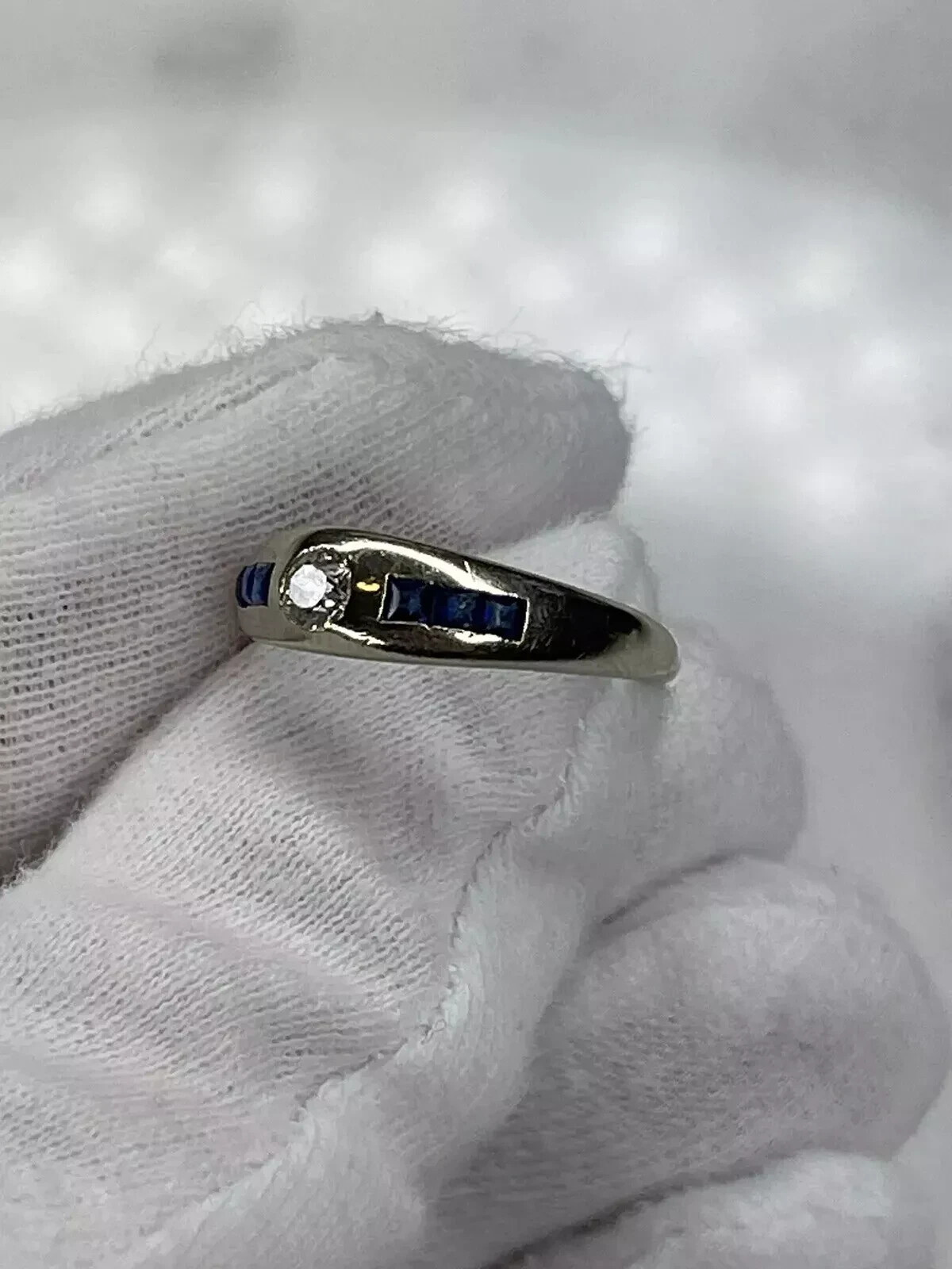 2.1Ct Bezel Set Round Lab Created Diamond & Sapphire Engagement 925 Silver Ring