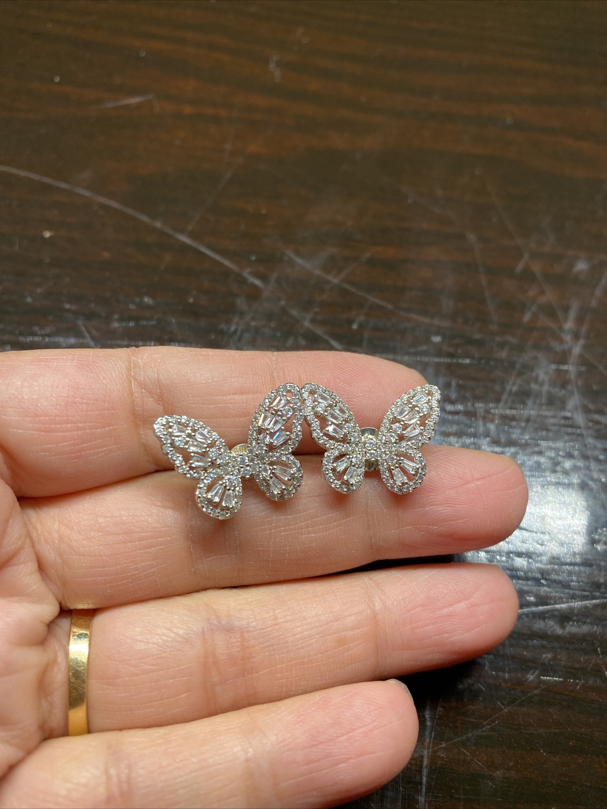 FUZION FZN DESIGNER PAVE HALO CZ BUTTERFLY STERLING SILVER 925 EARRINGS