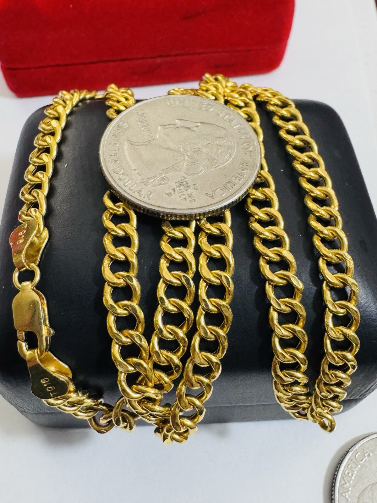 New 22K 916 Fine Real Gold 18”/18.5 inches Curb Necklace 11.9g 5mm Womens