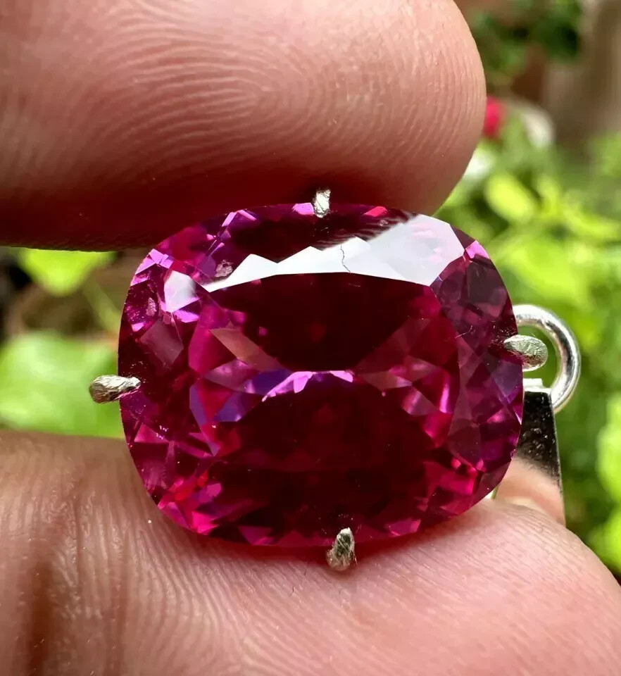 Natural 25 Ct Pink Sapphire Cushion Cut 925 Solid Silver Pendant Gemstone