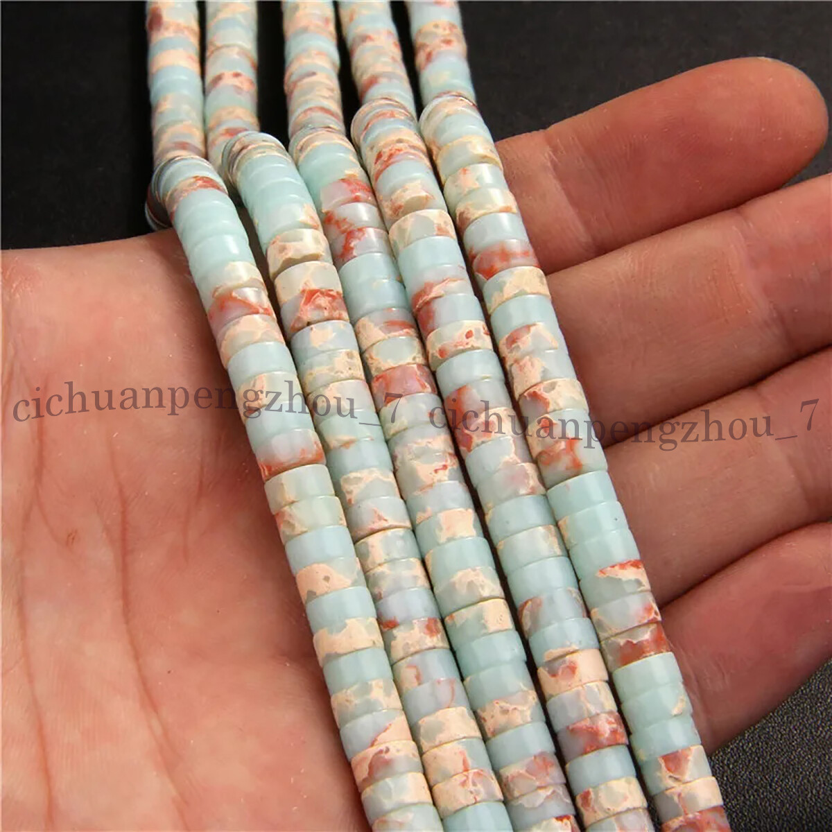 2x4mm Blue Serpentine Heishi Tyre Wheel Rondelle Spacer Gems Loose Beads 15”