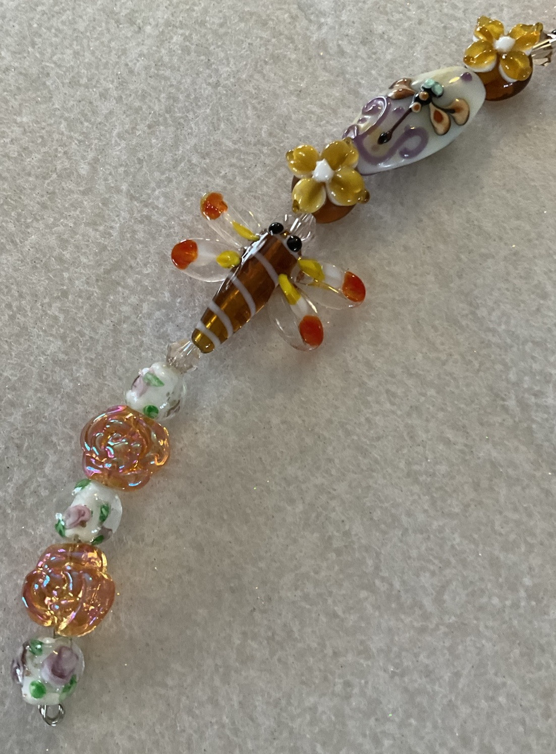New 9” Strand Whimsical Dragonflies LampWork Glass Beads 10-26mm/Animal Beads
