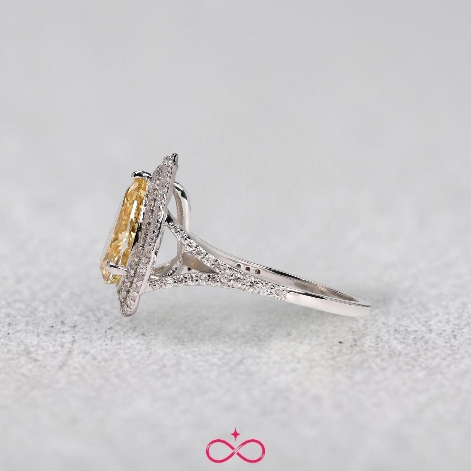 Pear Cut 3.70 Carat 950 Platinum Diamond Ring Fancy Vivid Yellow IGI Lab Created