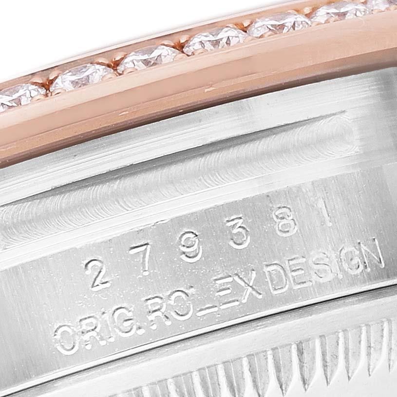 Rolex Datejust 28 Steel Rose Gold Diamond Ladies Watch 279381 Box Card