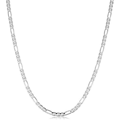 Verona Jewelers 925 Sterling Silver Necklace Figarucci 4MM 18.0 Inches 3MM