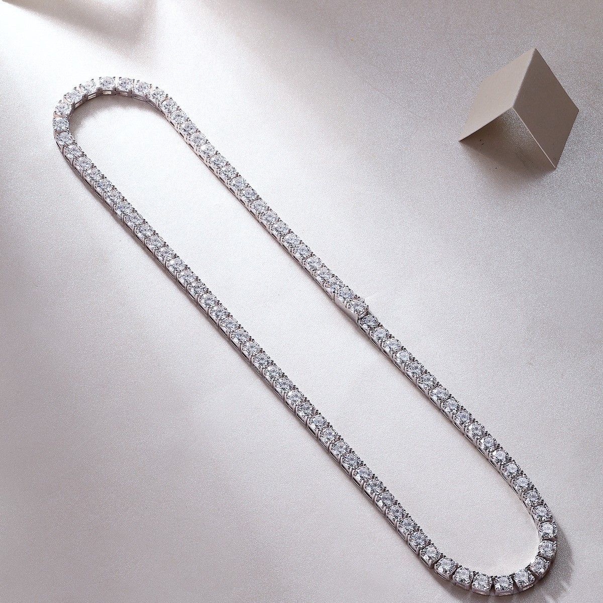 3MM REAL MOISSANITE Silver Tennis Chain Necklace – VVS D Color – Passes Tester