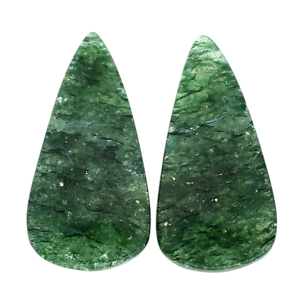 Natural Green Aventurine Pair 13.1×25.5×4 mm Pear Polished Gemstone LS76-04800