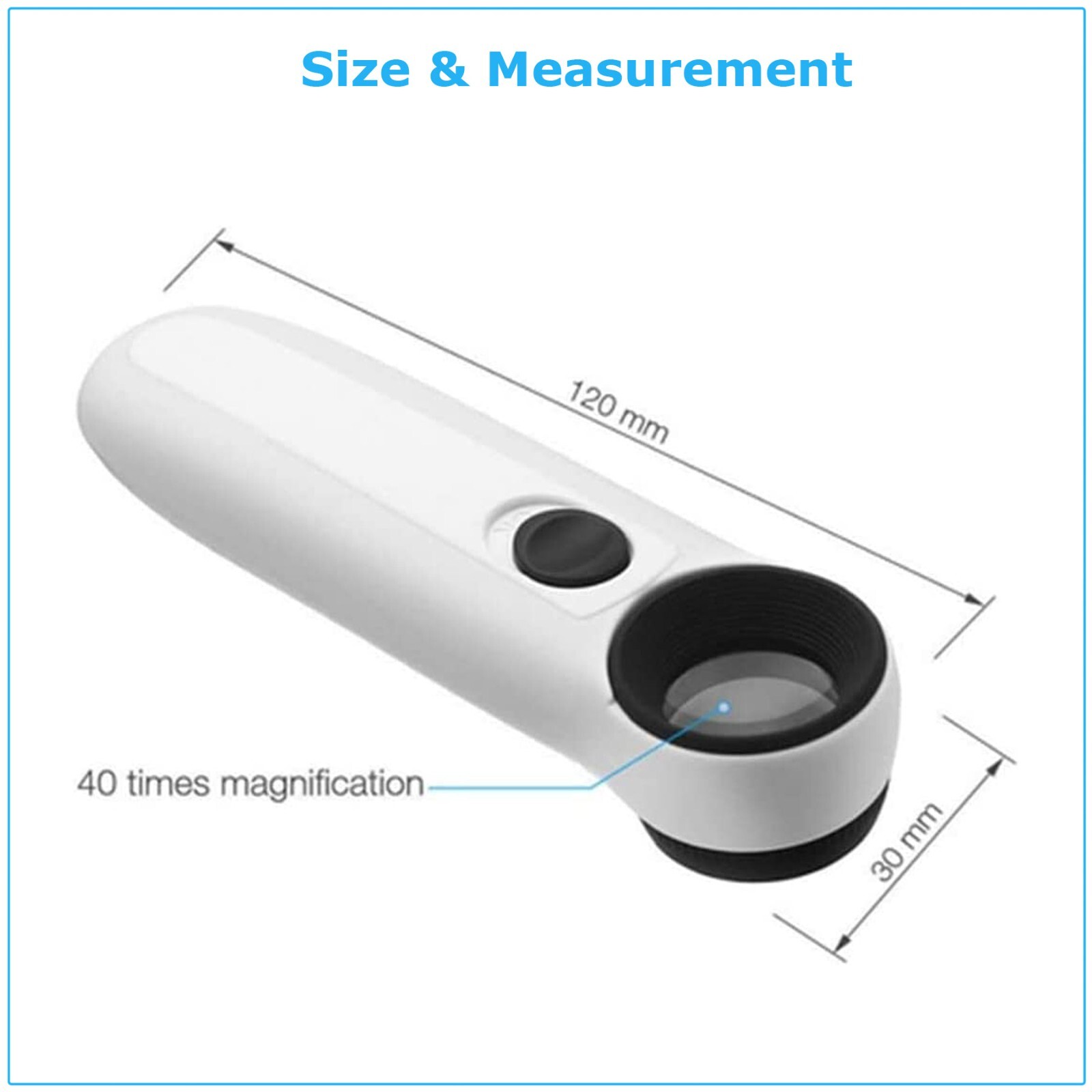 40X Magnifying Magnifier Glass Jeweler Eye Jewelry Loupe Loop With 2 LED Light