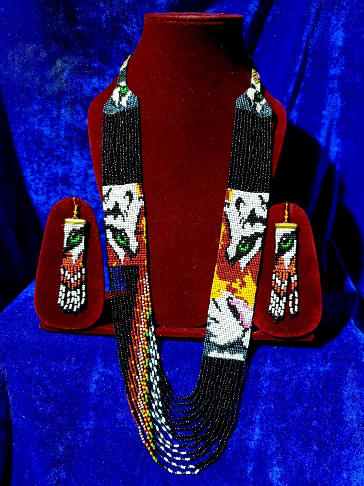 Handmade Necklace Seed Bead Boho American Style Nativ Beaded Multi Strand