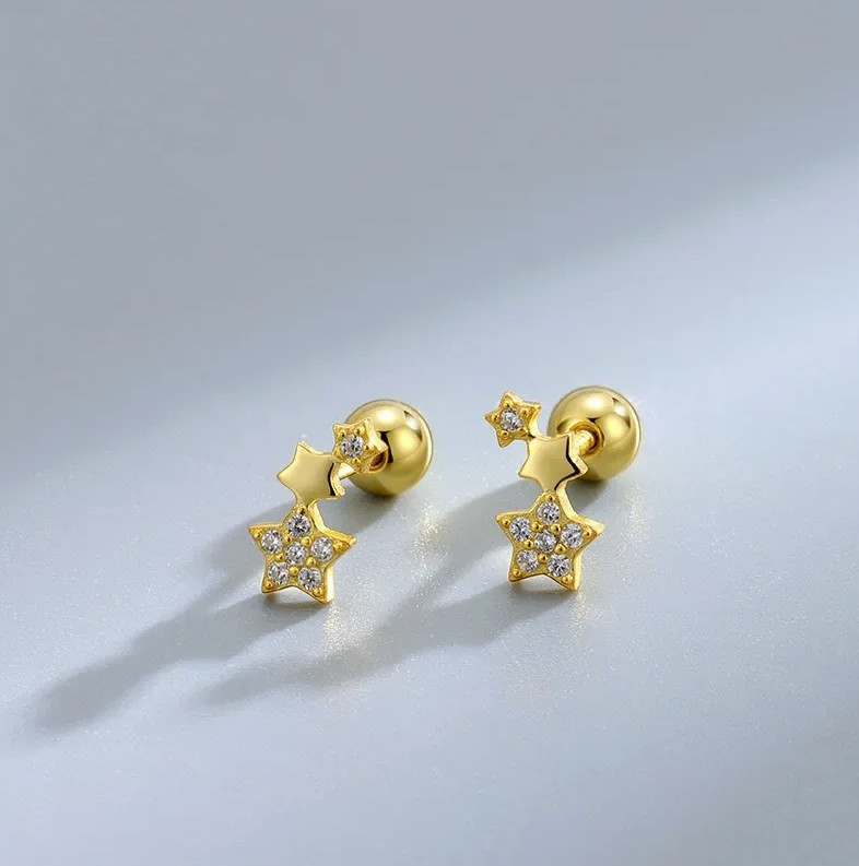 1 Pair Heart Stud Earrings for Women Hypoallergenic Screw Back Cartilage Jewelry