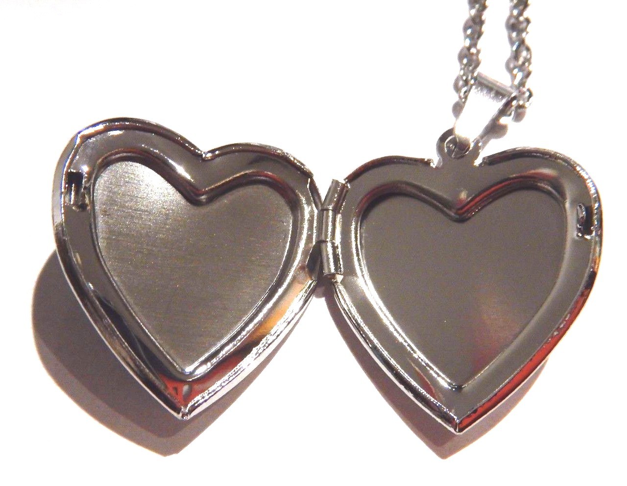GLITTER HEART MOOD LOCKET silver color change changing pendant necklace 90s 1W
