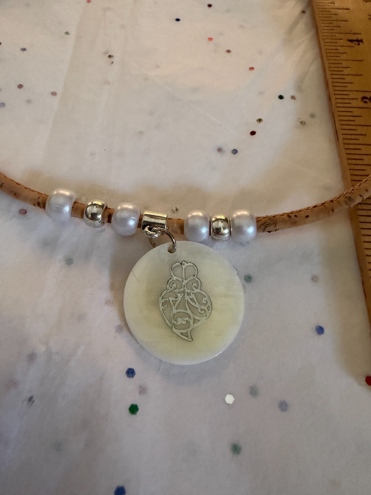 Heart of Viana Shell Pendant on Portuguese Cork Necklace 16 Inches Portugal