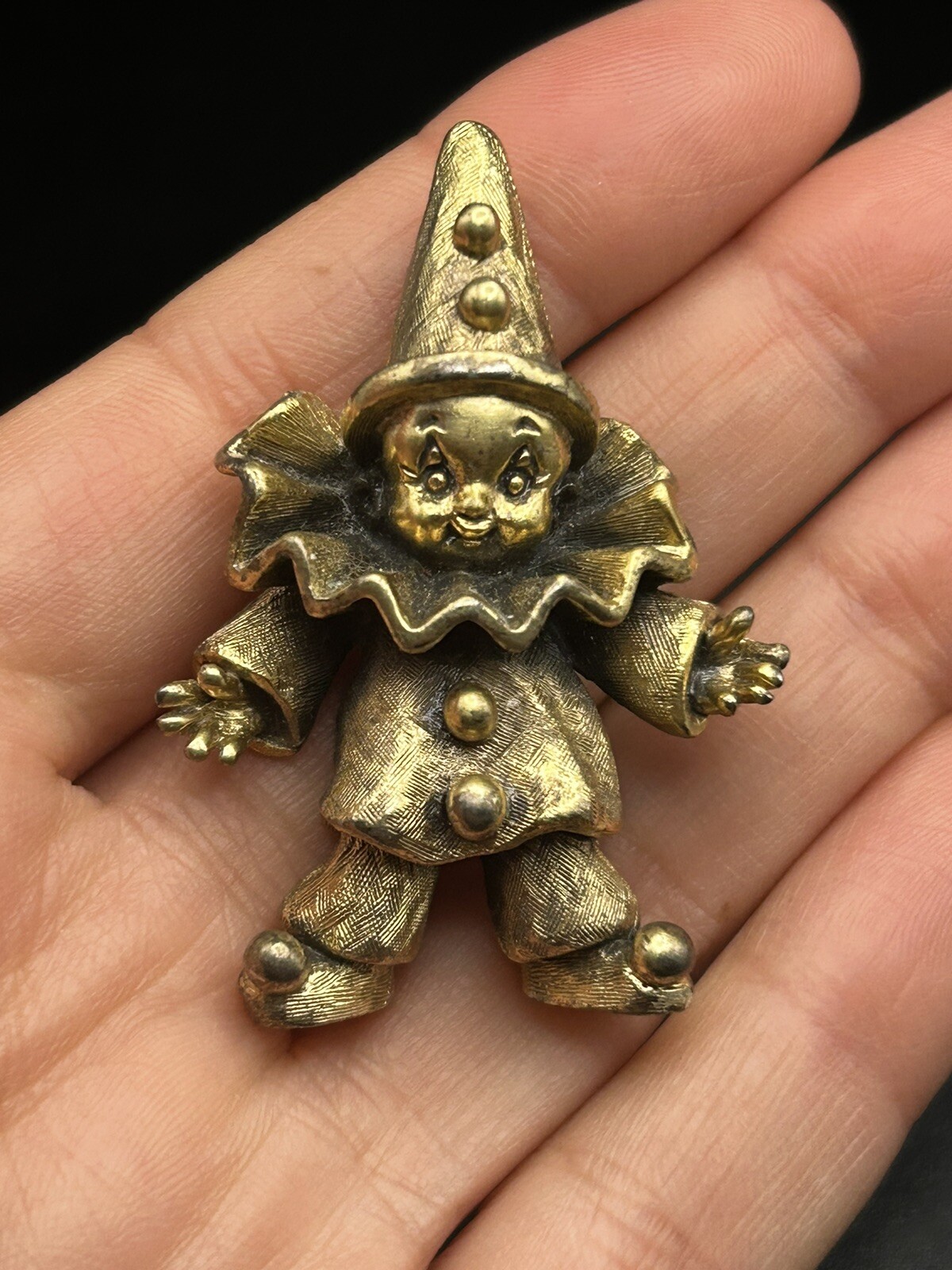 Tortolani 24kGP Figural Pagliacci Clown Brooch Pin