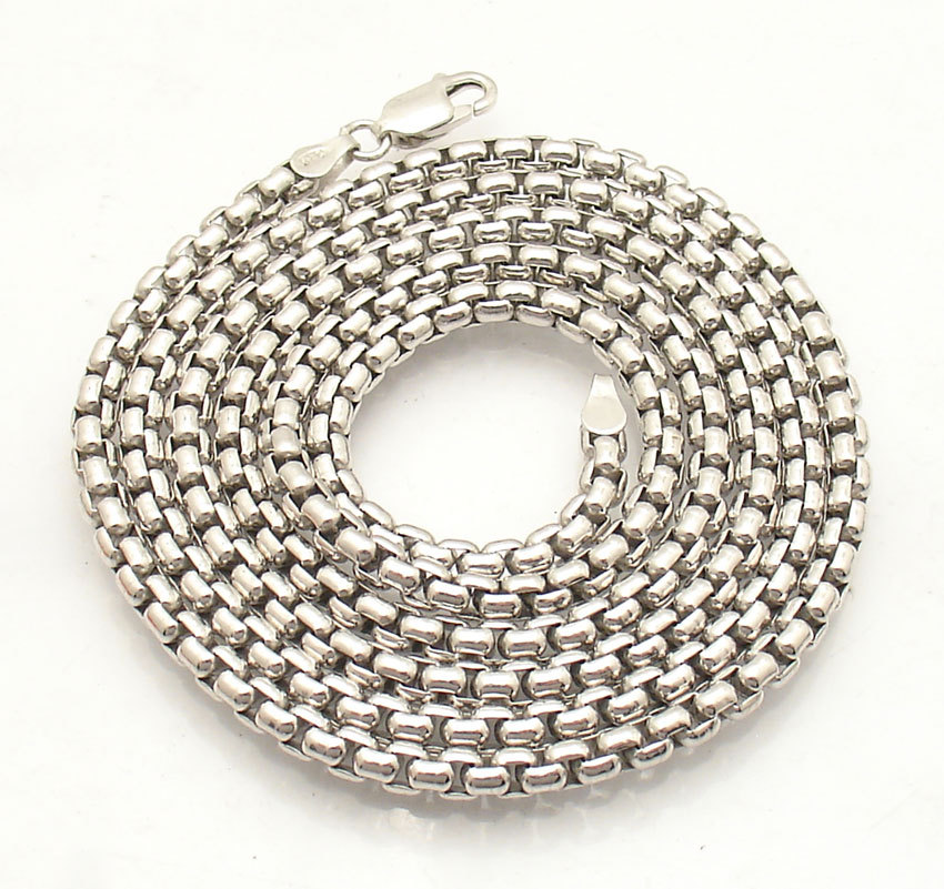 3.9mm Polished Anti-Tarnish Round Box Chain Necklace Real 925 Sterling Silver