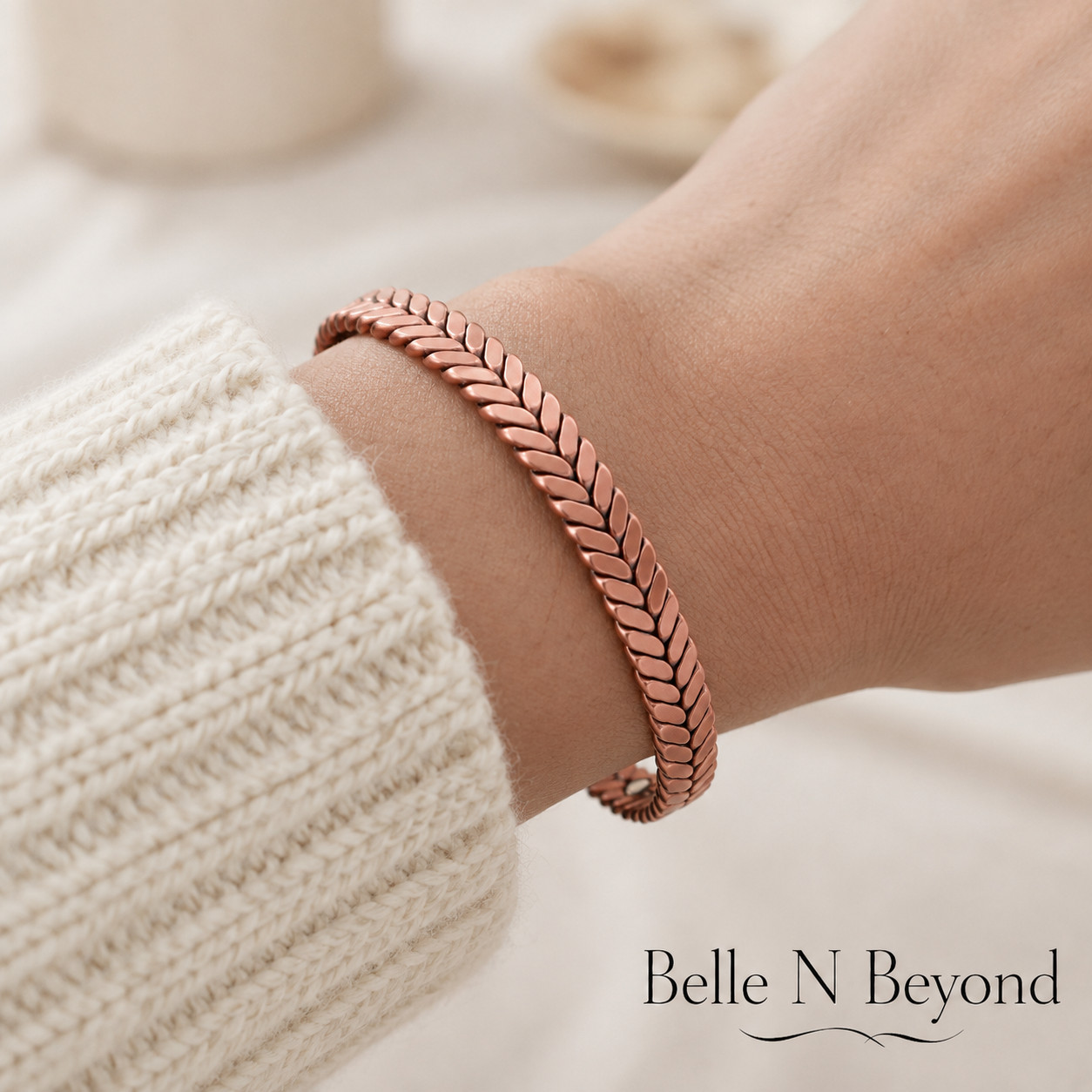 Pure Copper Magnetic Bracelet Adjustable Braided Cuff 6 Magnets Unisex