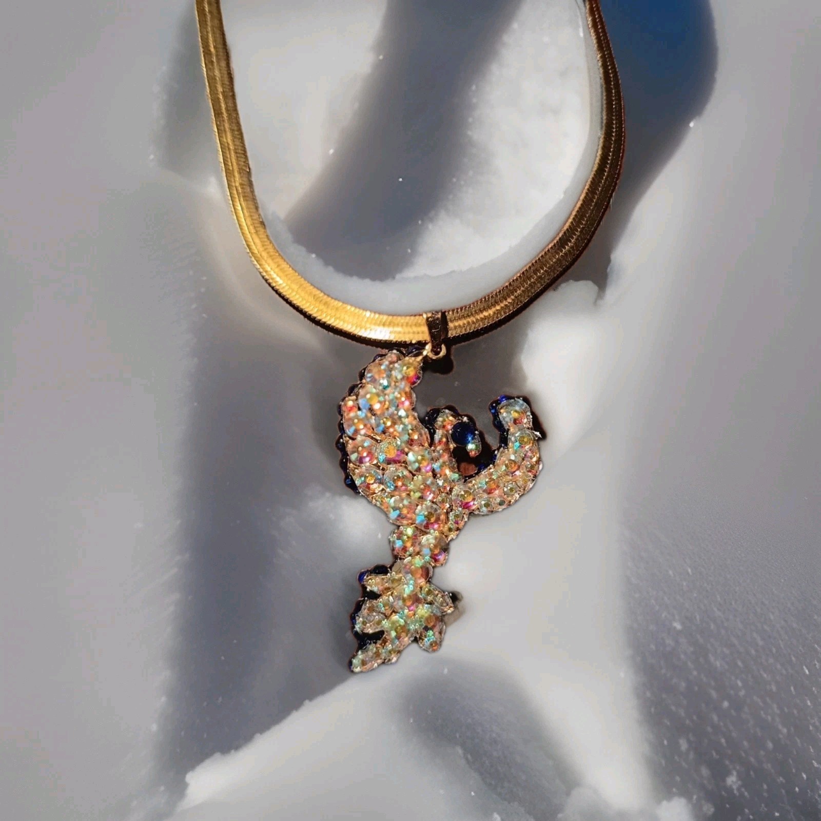 Crystal Phoenix Necklace – Dual Ice & Fire Bird Jewelry – Phoenix Set Gift