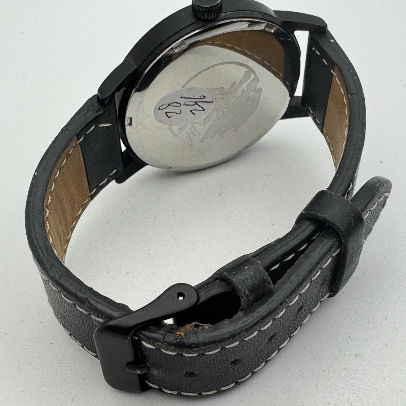 VH Quartz Watch Men Black Wood Grain Dial Japan Movt Leather Analog New Battery