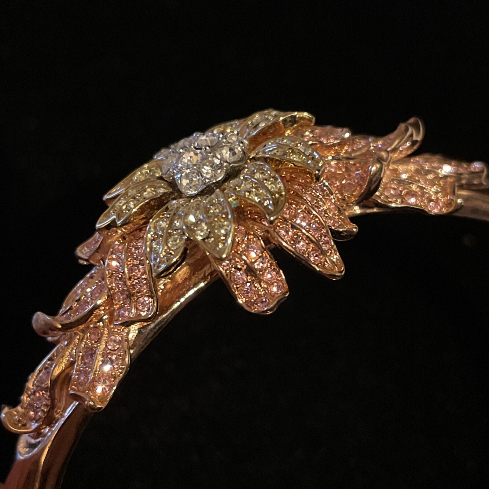 Nolan Miller Parc de Bagatelle Rose Gold Rhinestone Flower Bracelet