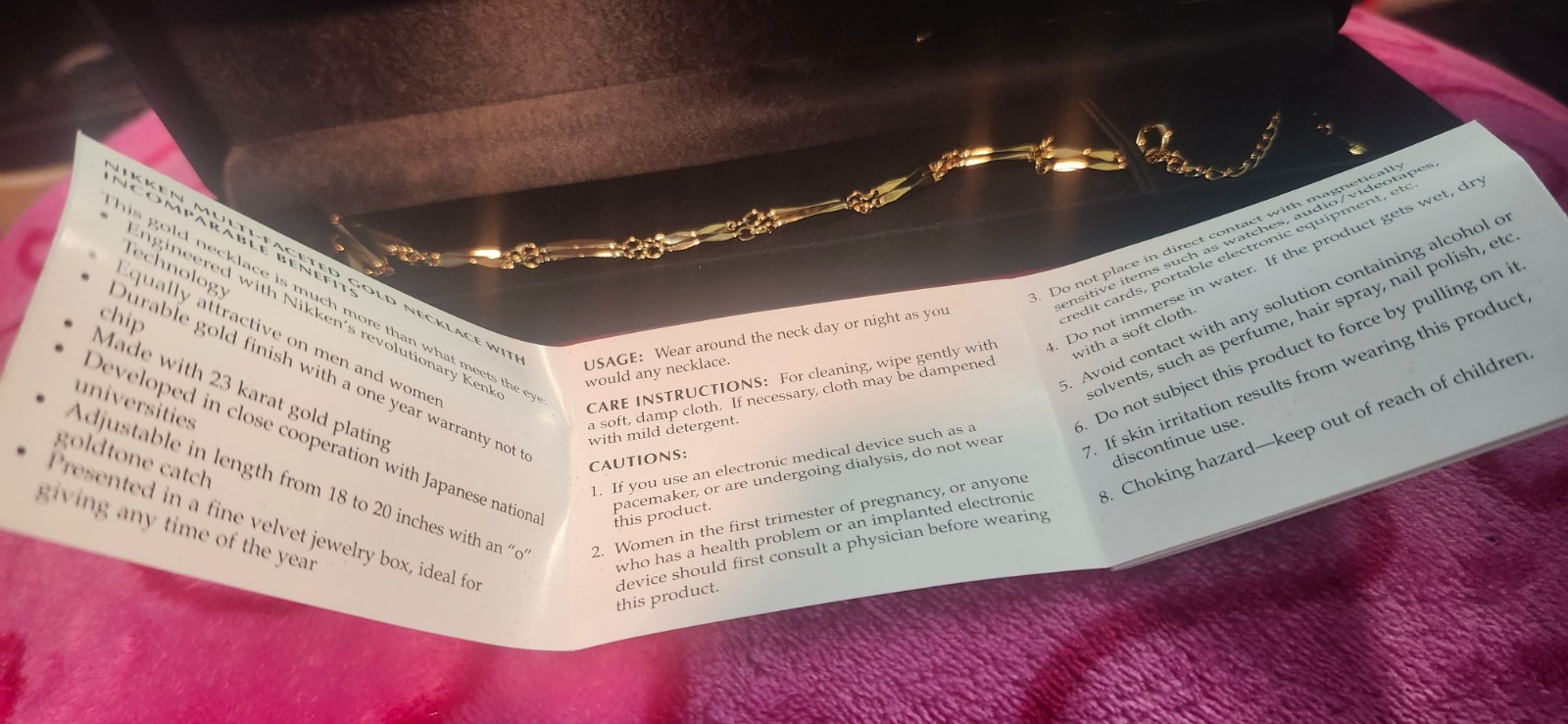 BRAND NEW Nikken Magnetic Gold Necklace w/Box