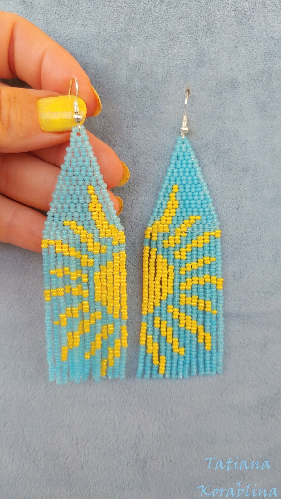 New look Shoulder duster fringe beaded green gradient long seed bead earrings