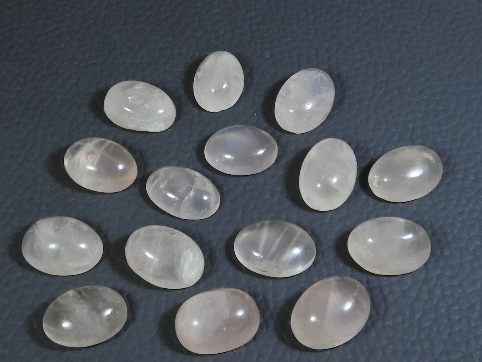 10X14MM Natural Rose Quartz Oval Cabochon Loose Gemstone 15Pcs Lot 100Cts. v599