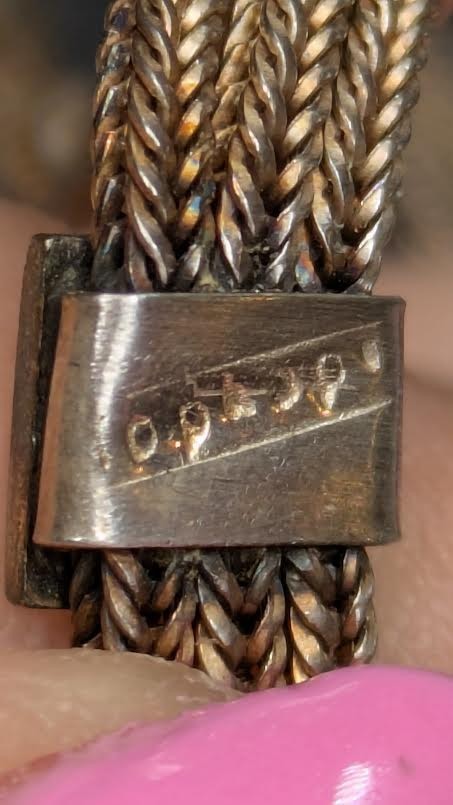 Vintage Necklace Greek Key Triple Strand Choker Sterling Silver 14 Inch