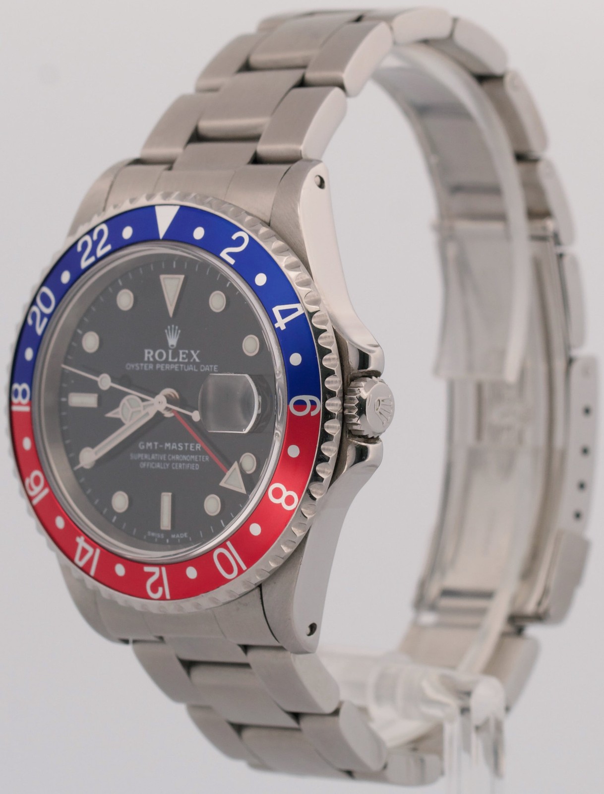 1999 Rolex GMT-Master PEPSI Blue Red Stainless Steel Black 40mm Watch 16700