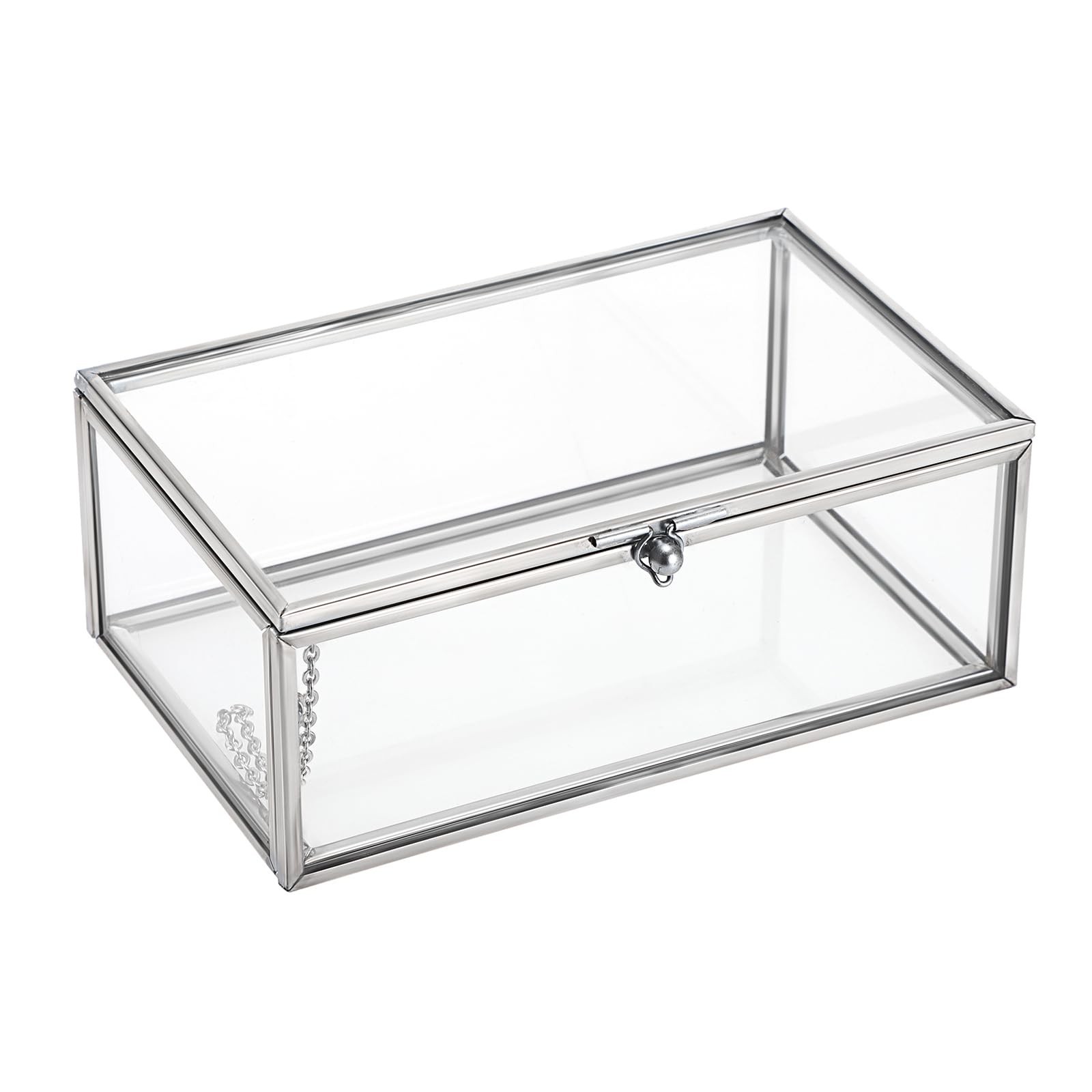 Vintage Glass Keepsake Box | Small Jewelry Display Case & Organizer for Rings, B
