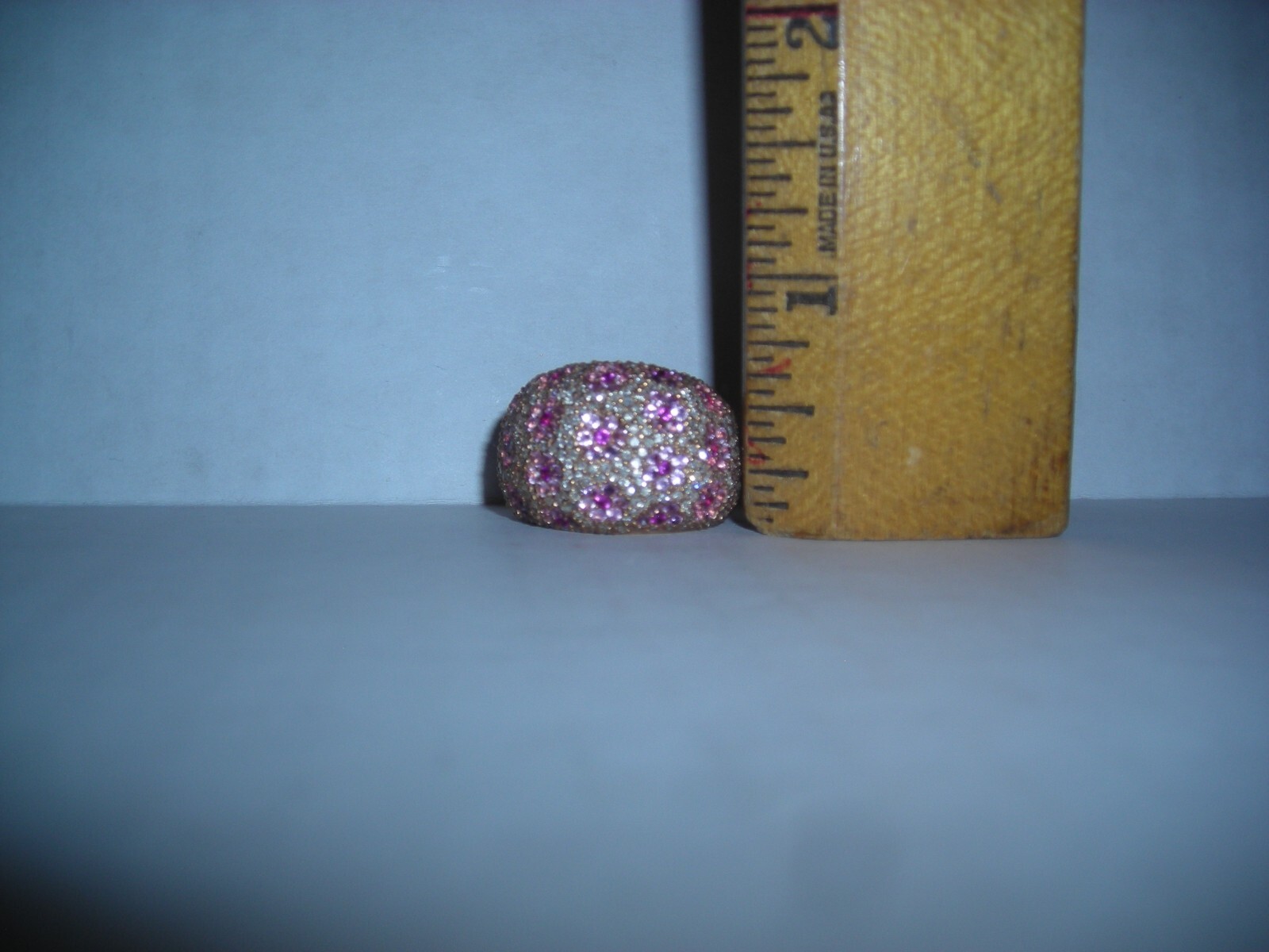 14K PINK SAPPHIRE RUBY DIAMOND FLOWER DOME RING 16 GRAMS BEHNAM BJC 8 GORGEOUS!