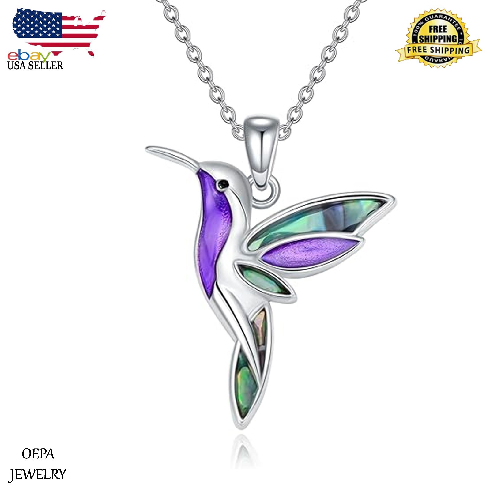 Hummingbird Necklace 925 Sterling Silver Cute Animal Bird Flower Bird Necklace