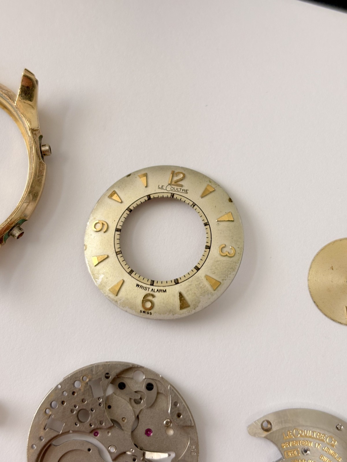 Jaeger LeCoultre Cal 814 Memovox Alarm Movement Part Balance Fork Barrel Wheel 2