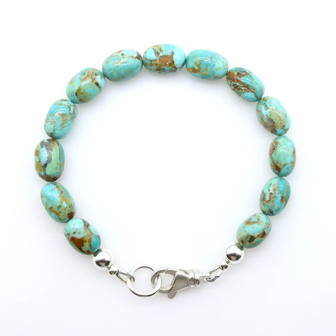 Arizona Turquoise Beaded Bracelet, Genuine Natural Blue Green Turquoise Nuggets