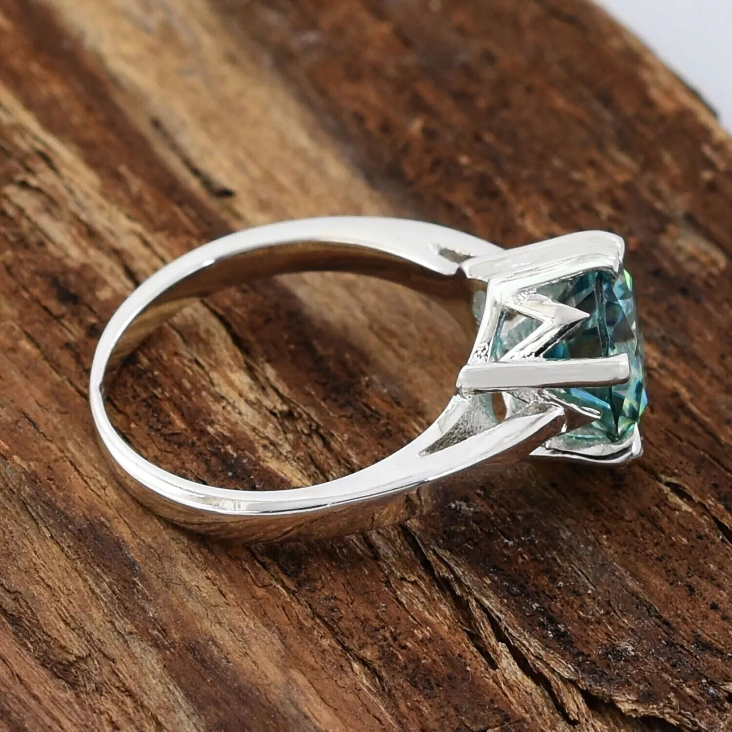 RARE 3.70 Ct Certified Lovely Treated Blue Diamond Solitaire Ring In 925 Silver