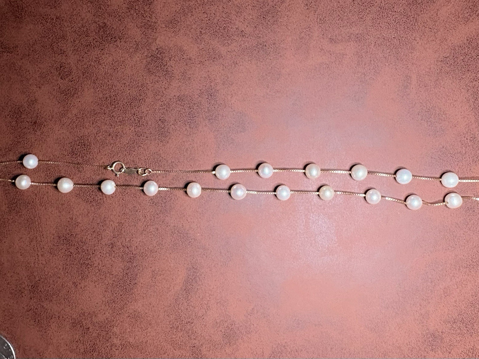 10k Yellow Gold Chain Pearls Necklace Beautiful 6.70G NC 23 Pearls 5.5mm 16”
