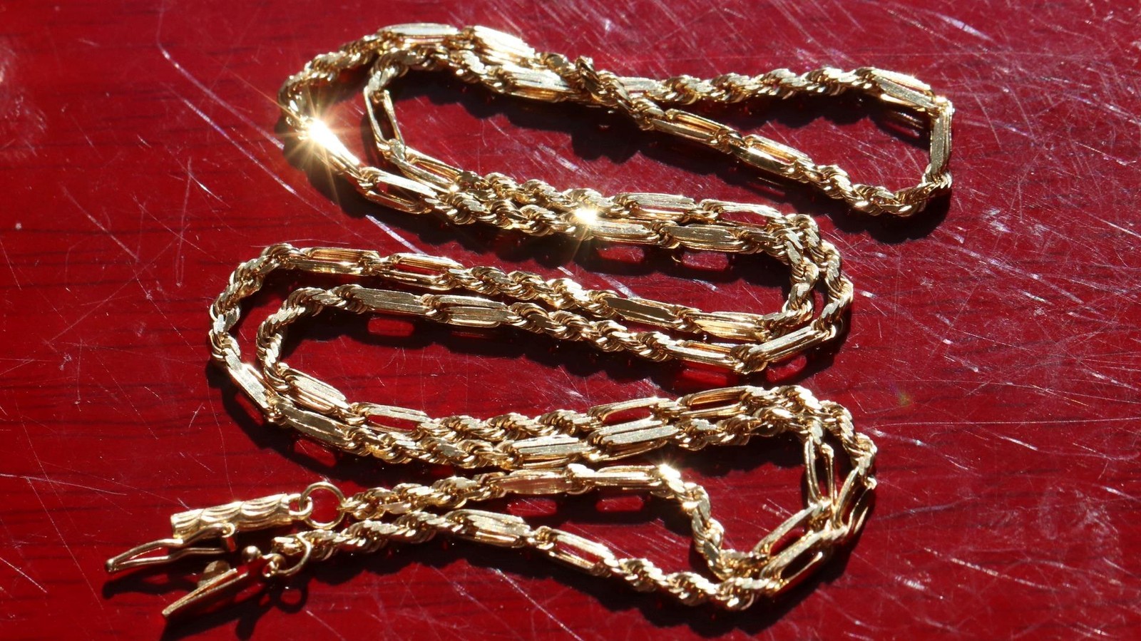 14k yellow gold necklace 20.0″ Figarope chain vintage 7.90gr N3637 Fortunoff
